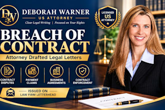 draft a professional breach of contract letter as a US attorney
