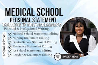 edit and proofread residency, medical school or fellowship personal statements
