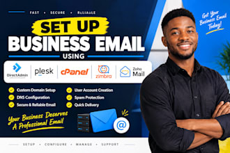 set up business email using directadmin, plesk, cpanel, zimbra or zoho mail