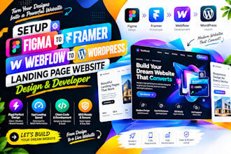 setup figma to framer webflow to wordpress landing page website design developer