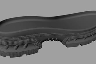 create 3d shoe outsole and footwear cad model for manufacturing