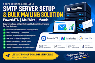 setup powermta pmta bulk mailing SMTP server mailwizz mautic