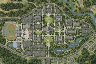 create university campus maps,  building locations and wayfinding