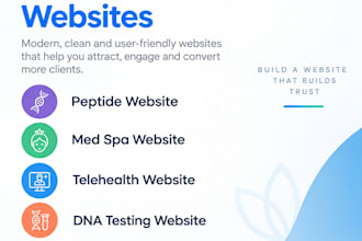 design med spa website, peptide, telehealth, dentist, or dna testing website