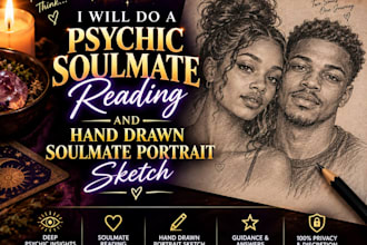do a psychic soulmate reading and hand drawn soulmate portrait sketch
