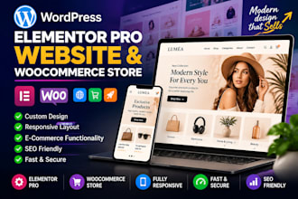 build wordpress elemetor pro website and woocomerce store development