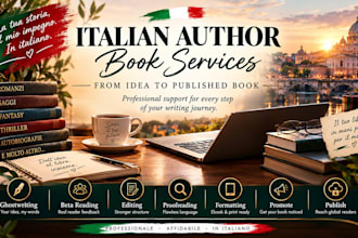 ghostwriter proofread edit beta read publish formatt promote for italian author