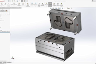 design plastic injection molds, sheet metal press tools in solidworks