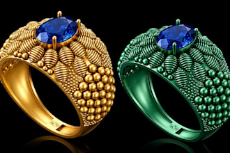 create a 3d jewelry cad design engagement rings and pendant design