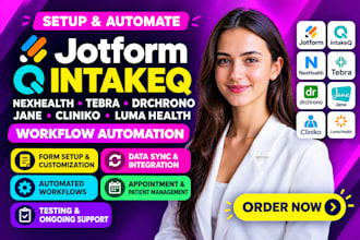 setup jotform intakeq nexhealth tebra drchrono jane cliniko luma health workflow