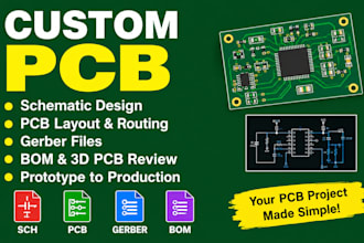 design custom pcb schematic, pcb layout, routing and gerber files