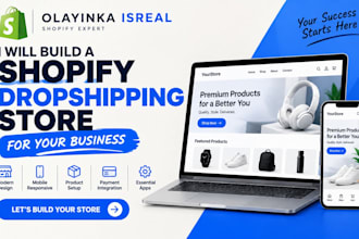 build shopify dropshipping store, shopify store design redesign dropshipping web