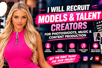 recruit of models, talent creators for photoshoots, music and content production