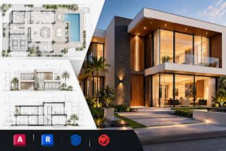design luxury villa, house plans, floor plans and achitectural drawings