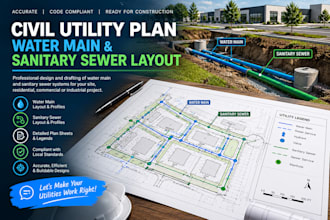 draw civil utility plan water main and sanitary sewer layout