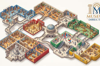 create museum map, exhibition floor map and gallery visitor guide