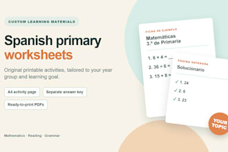 create custom spanish primary worksheets with answer keys
