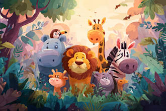 draw custom animal cartoon illustration