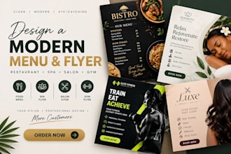 design modern restaurant menu design food menu design spa salon gym flyer design
