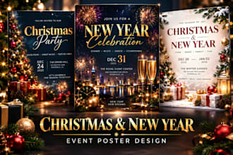 design christmas flyers, greeting cards and posters