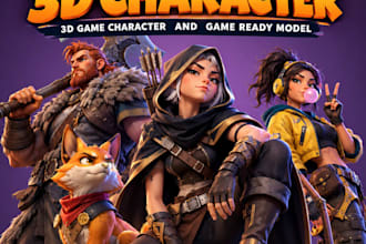 create custom stylized 3d character, 3d game character and game ready model