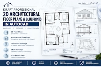 draft professional 2d architectural floor plans autocad