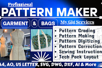 create accurate printable custom fashion bag pattern design