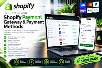 setup shopify payment gateway, stripe, paypal and shopify payment