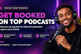 book you as a guest on relevant podcasts to grow your brand