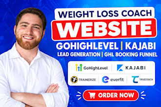 weight loss coach website gohighlevel kajabi lead generation ghl booking funnel