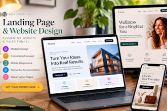 create wordpress landing page, elementor website and sales funnel design