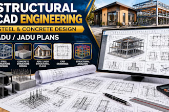design steel concrete civil structural cad drawings analysis adu jadu plan hvac