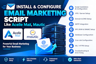 install and configure acelle mail, mautic email marketing script