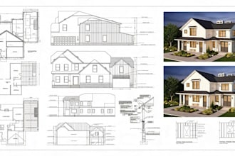 do mep and architectural permit drawings in autocad for residential house plans