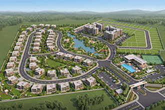 create 3d isometric map, site plan, property map, location map, master plan