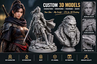 sculpt custom 3d character miniature figurine and stl model for 3d printing