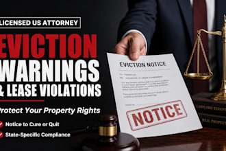 be your US attorney, draft legal eviction warning or lease violation notice