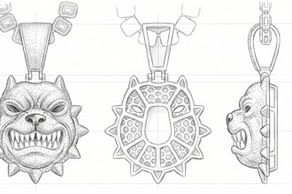 hand drawn iced out hip hop jewelry design jewellery illustration iced jewelry