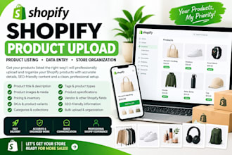 do shopify product upload, shopify product listing and product data entry