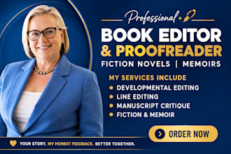developmentally edit, line edit and critique your fiction novel or memoir