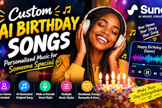 create suno ai music for birthday with ai song and ai music video lipsync