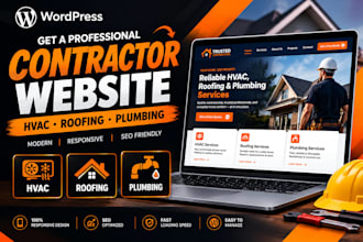 design a wordpress contractor website for hvac, roofing and plumbing