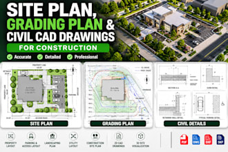 do site plan, grading plan, civil engineering cad drawings for construction
