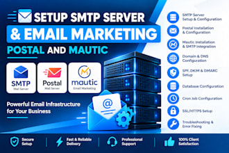 setup SMTP server, postal and mautic for email marketing