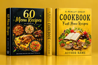 do cookbook ebook cover design, recipe book cover and amazon kdp design