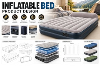 design inflatable bed, air mattress and inflatable sleeping products