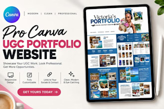 do ugc portfolio, canva website, ugc website and portfolio website on canva