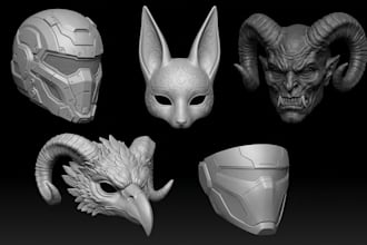 create custom 3d mask, cosplay mask, halloween mask and creature mask