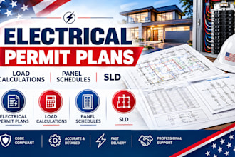 design electrical permit plans, load calculations, panel schedules and sld