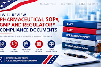 review pharmaceutical sops, gmp and regulatory compliance documents